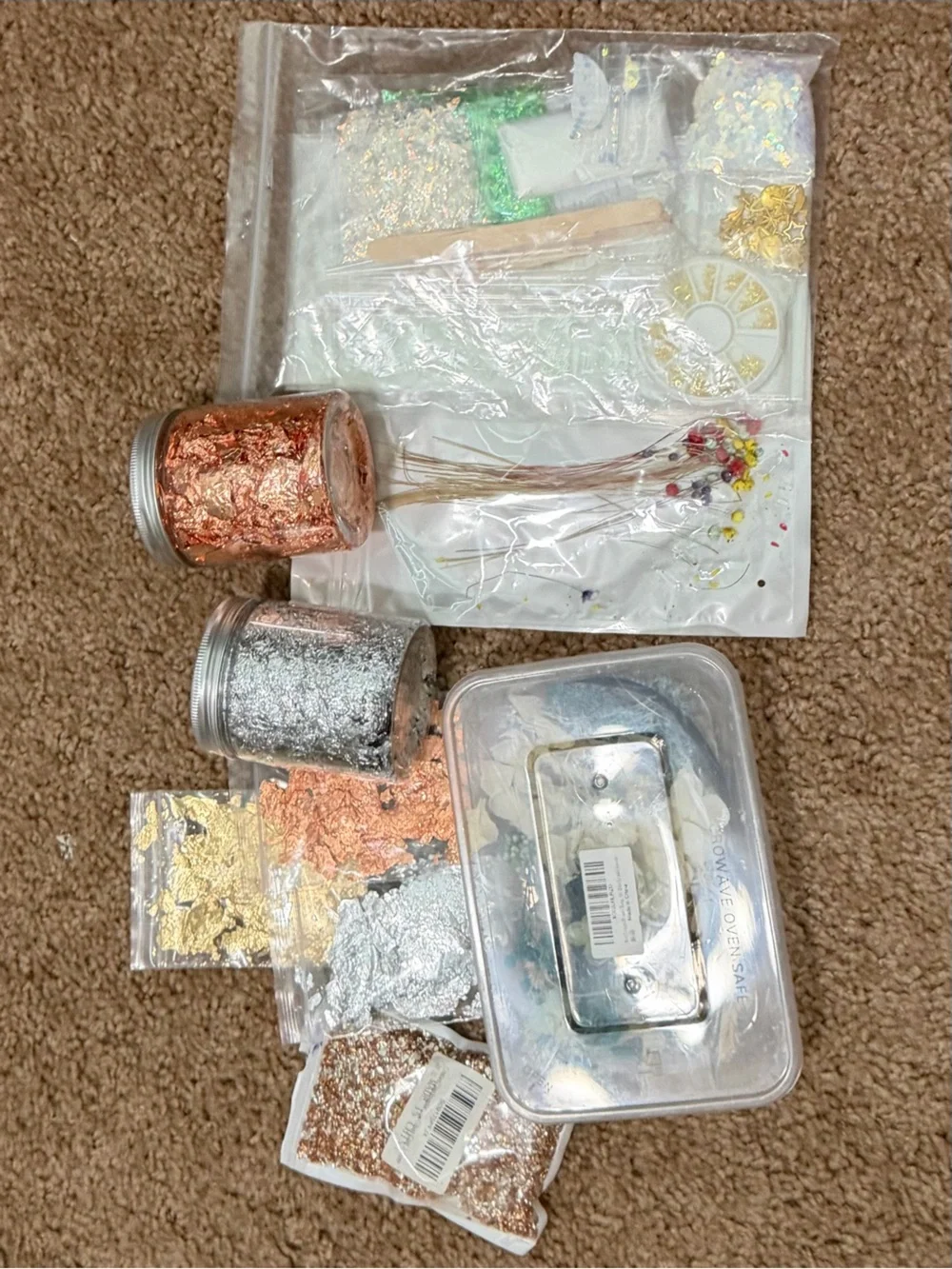 Metallic Gold Silver Leaf Flakes & Flowers Resin Glass & Charms DIY Crafting